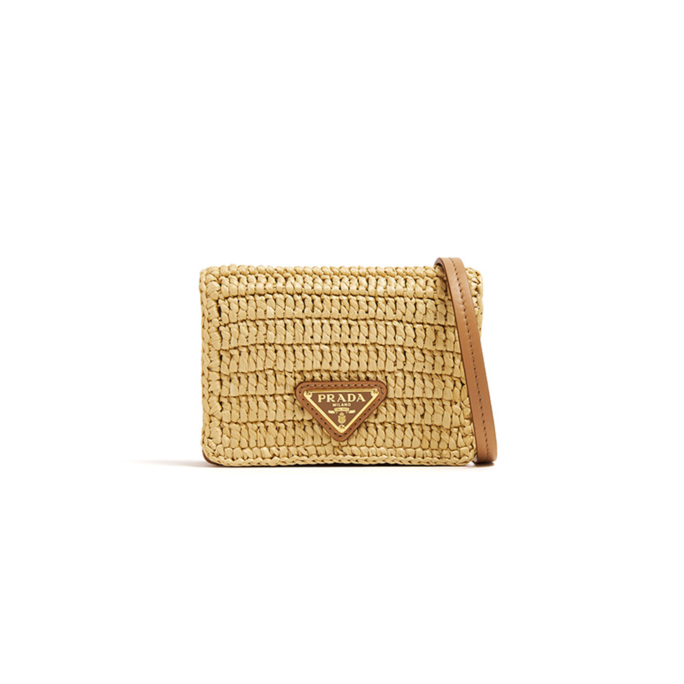 Pra*a woven fabric card holder with shoulder strap 1mr024 (11.5*8*2.5cm)